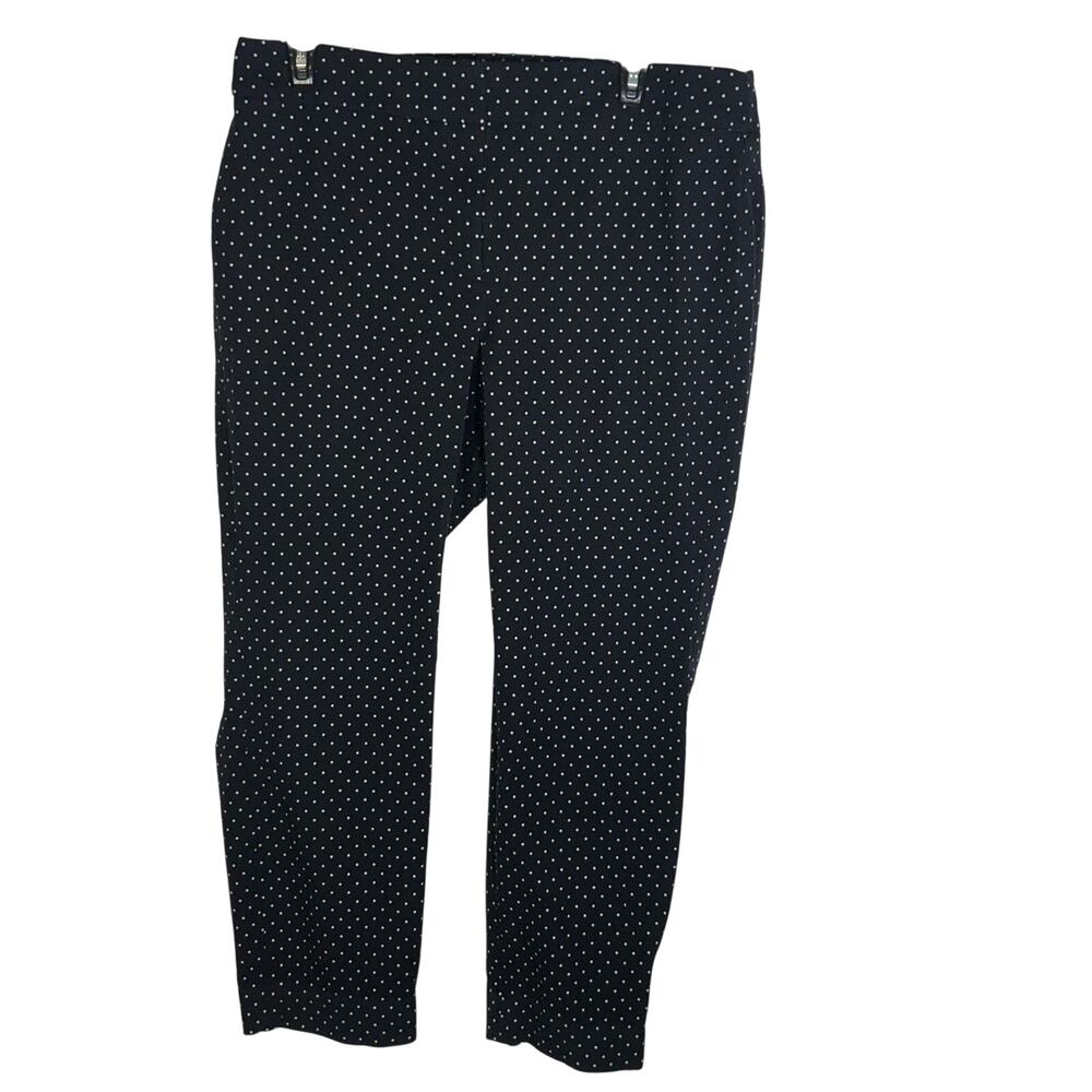 Talbots 14W Chatham Ankle Pants Black White Polka Dot Elastic Waist Stretch